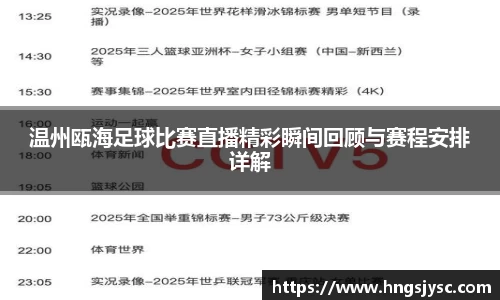 温州瓯海足球比赛直播精彩瞬间回顾与赛程安排详解
